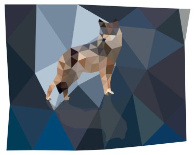 Kurt nirengi noktası. Çokgen hayvan siluetleri. Vektör illüstrasyonu.