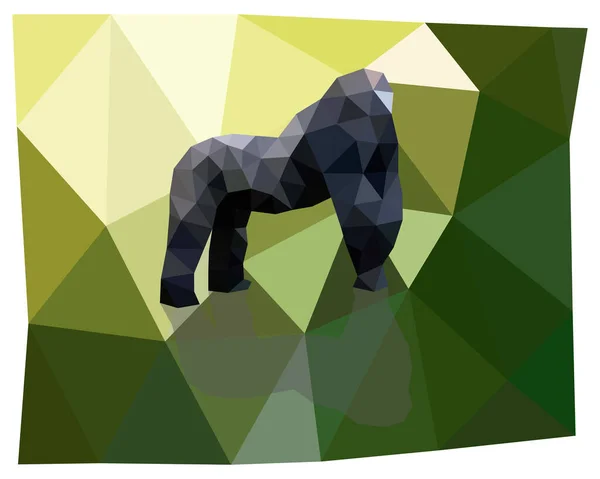 Triangulation Eines Gorillas Polygonale Silhouetten Von Tieren Vektorillustration — Stockvektor