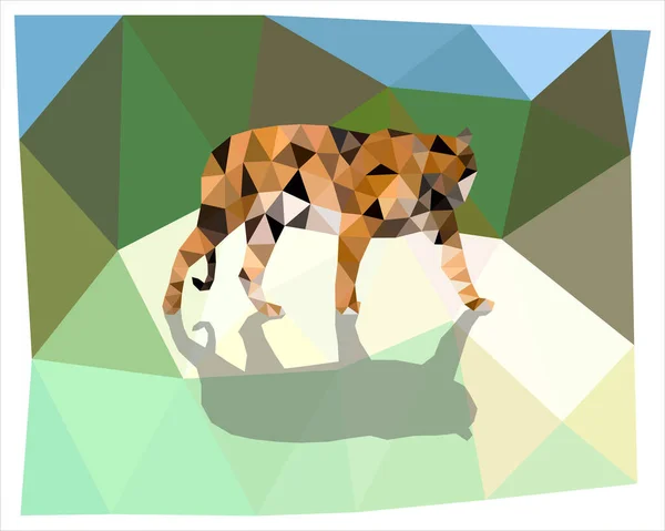 Tygří Triangulace Polygonální Siluety Zvířat Vektorová Ilustrace — Stockový vektor