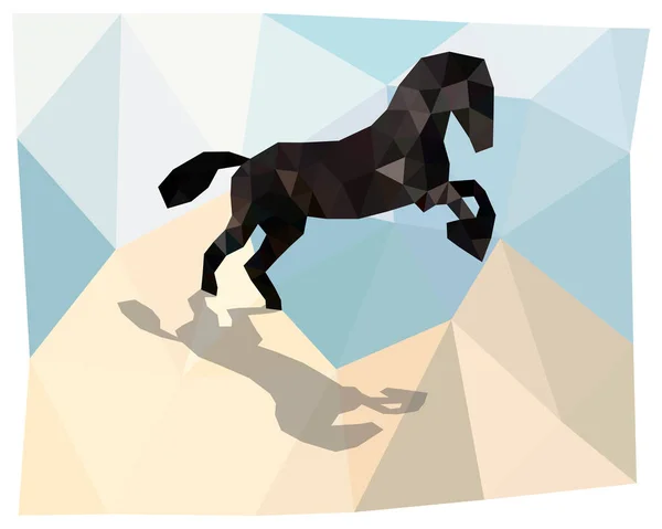 Triangulação Cavalo Silhuetas Poligonais Animais Ilustração Vetorial — Vetor de Stock