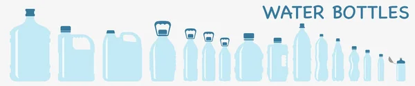 Wektor Zestaw Plastikowych Butelek Wody Izolowanych Białym Tle Butelki Wody — Wektor stockowy