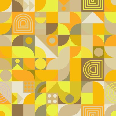 Basit bir şekil ve sarı gölgeli basit bir geometrik sanat posteri. İskandinav tarzında soyut vektör şablon tasarımı. 