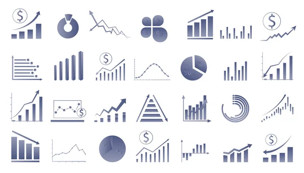 İstatistikler ve veriler, tablolar, para, aşağı ya da yukarı ok, ekonomik kriz. Mavi renk gradyanı.