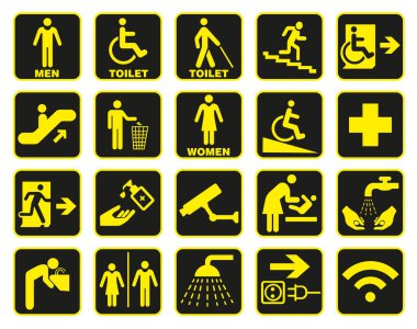 Sosyal ortamlarda sıklıkla kullanılan parlak vektör işaretleri.  