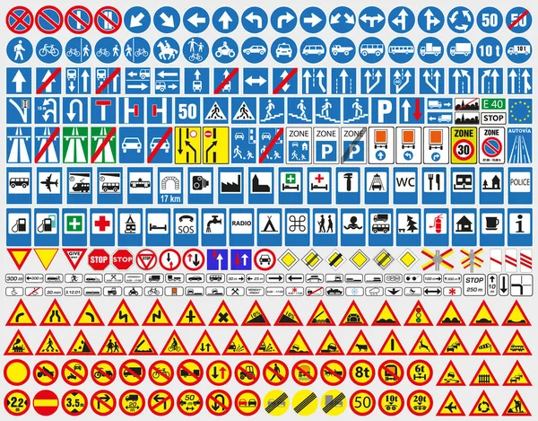 Büyük yol işaretleri. Avrupa yol işaretleri. 
