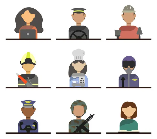 Collection of people of different professions isolated on a white background. Vector graphics.