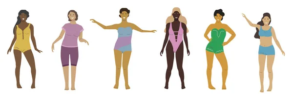 Vector Illustration Ladies Bathing Suits Design Element Summer Party Concept — Stock Vector