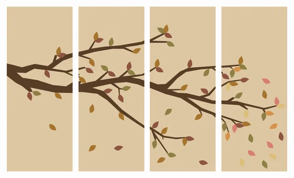 Autumn natural landscape background. Branch with falling leaves and autumn season decoration. Autumn nature. EPS 10.