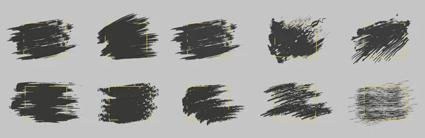 Художественный Удар Рамку Чернила Квадратной Желтой Рамке Векторная Иллюстрация Esp — стоковый вектор