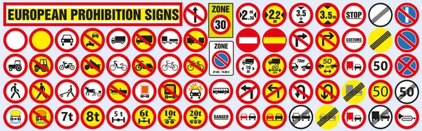 Verkehrszeichen Vector Europäische Reihe Verbotener Verkehrsschilder Straßenschilder Eps — Stockvektor