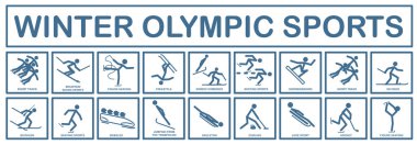 Kış olimpiyatları. Bir takım spor ikonları. Kış olimpiyat sporları ikonları. EPS 10.