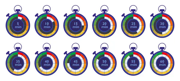 stock vector Stopwatch isolated icon set. Cooking or running time, labels. Vector illustration. 