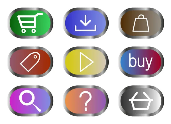 Σύνολο Κουμπιών Για Σχεδιασμό Της Ιστοσελίδας Κάντε Κλικ Στο Κουμπί — Διανυσματικό Αρχείο