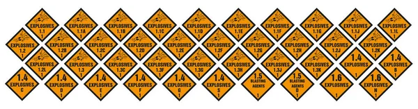 Panneaux Avertissement Explosifs Signes Danger 1Ère Classe — Image vectorielle