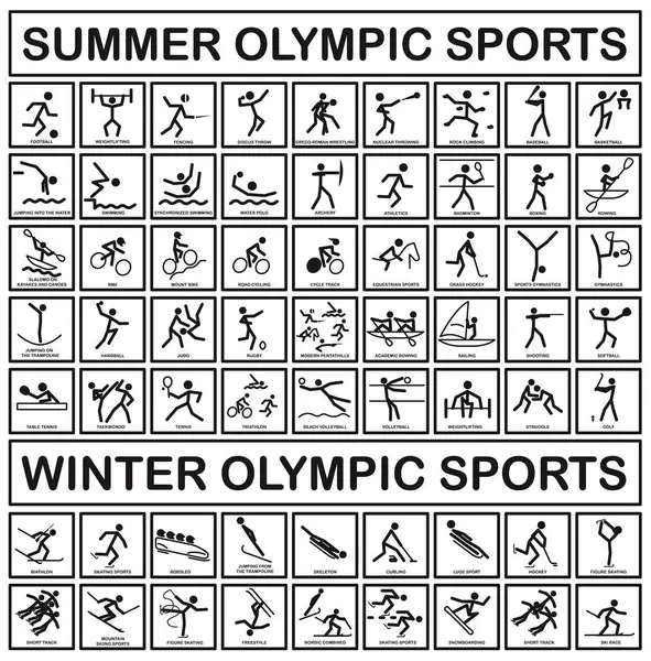 Sport Olympique Ensemble Icônes Sportives Icônes Tous Les Types Sports — Image vectorielle