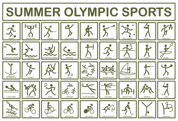 Sports Olympiques Été Ensemble Icônes Sportives Icônes Sportives Olympiques Été — Image vectorielle