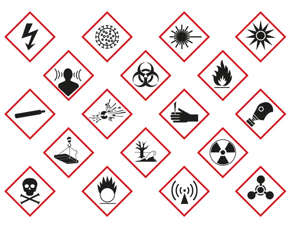 Signes Indiquant Danger Physique Signes Danger Graphiques Vectoriels Spe — Image vectorielle