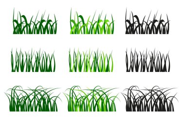 Vektör yeşil çimen hazır. Çim silueti. Düz dizayn. ESP 10
