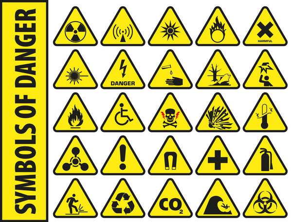 Collection of warning and safety signs. Set of safety and caution signs. EPS 10.