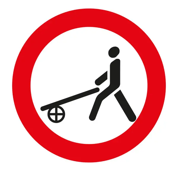 Verkehrszeichen Das Befahren Mit Einer Schubkarre Ist Verboten Verbotsschild Eps — Stockvektor