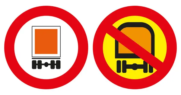 Verkehrsschilder Schilder Die Die Durchfahrt Beim Transport Gefährlicher Güter Verbieten — Stockvektor