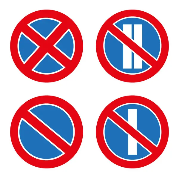 Panneaux Interdisant Stationnement Arrêt Interdiction Stationnement Panneaux Routiers Spe — Image vectorielle