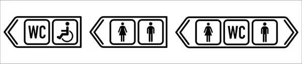 Panneaux Toilettes Pour Hommes Femmes Direction Les Toilettes Panneaux Dans — Image vectorielle
