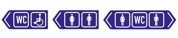 障害者のための男性と女性のトイレ 両親の部屋 男性用トイレのイラスト 障害のある女性 — ストックベクタ