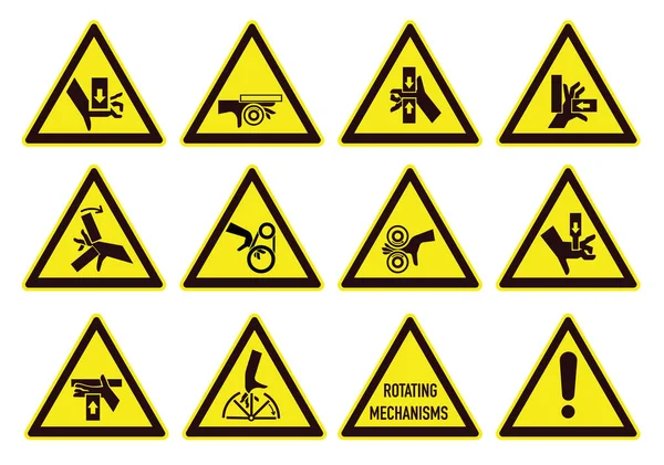 Ручные Знаки Опасности Предупреждающий Знак Затягивания Руки Eps — стоковый вектор