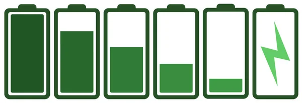 バッテリーはグリーンで充電 バッテリー充電インジケータアイコン ベクターグラフィックス Eps について — ストックベクタ