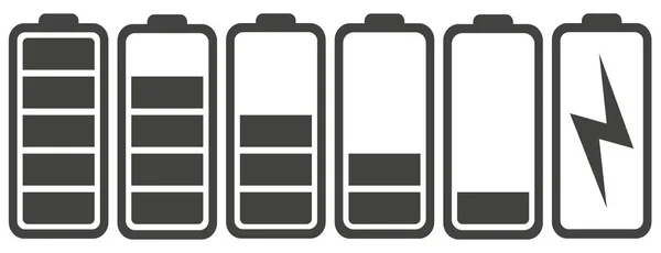バッテリーは黒で充電されます バッテリー充電インジケータアイコン ベクターグラフィックス Eps について — ストックベクタ