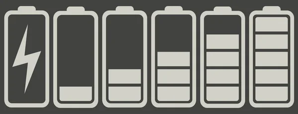 Значки Индикатора Заряда Батареи Векторная Графика Аккумуляторы Белом Eps — стоковый вектор