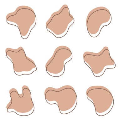 Kahverengi dinamik sıvı şekiller ve çizgiler. Sıvı grafik şekil tasarım elementi. Vektör arkaplan veya akışkan geometrik modern sıçrama. EPS 10.