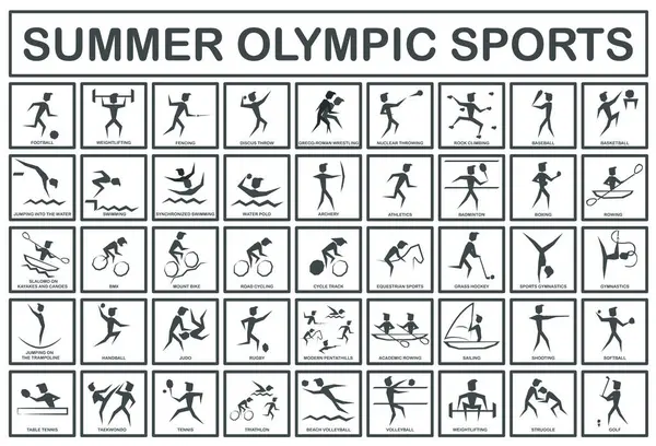 Sports Olympiques Été Ensemble Icônes Sportives Icônes Sportives Olympiques Été — Image vectorielle