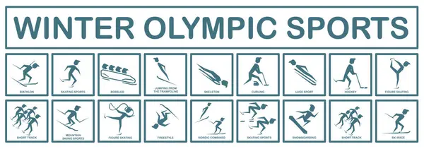 Olympische Wintersportarten Set Von Sport Ikonen Olympische Wintersport Ikonen Eps — Stockvektor