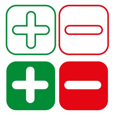 Kare şeklinde işaretler. Oy kullanma, seçim yapma düğmeleri. Tamam işaret ve X simgesi. EPS 10.