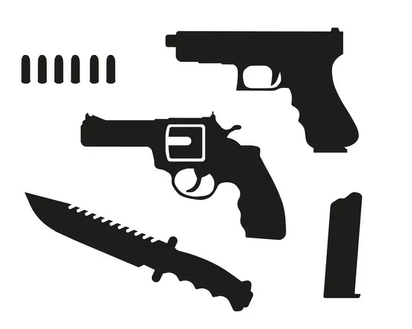 Pistola Revólver Cuchillo Icono Aislado Sobre Fondo Blanco Eps — Archivo Imágenes Vectoriales