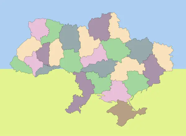 우크라이나의 지도는 지역별로 구분됩니다 우크라이나어 국가지도의 일러스트 그래픽 Eps 10은 — 스톡 벡터