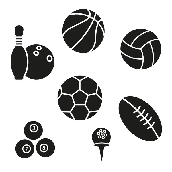 Balles Creuses Sombres Pour Divers Événements Sportifs Illustration Vectorielle Plate — Image vectorielle