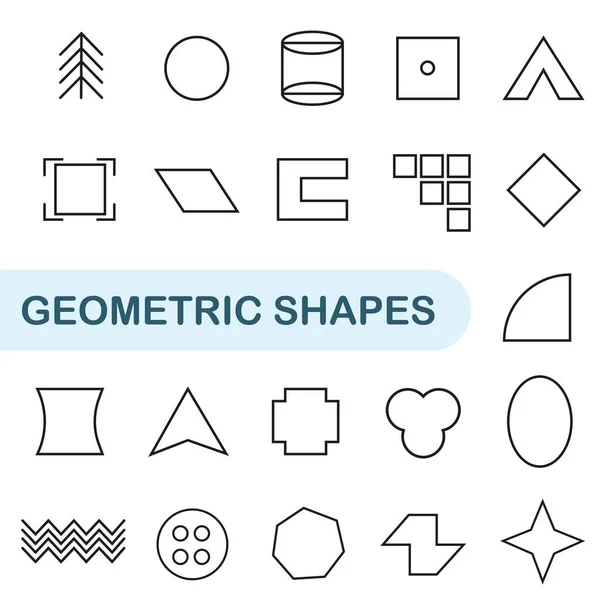 Formas Geométricas Linha Fina Coleção Ícones Formas Geométricas Simples Ícone — Vetor de Stock