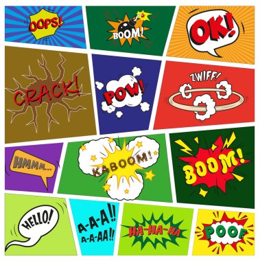 Parlak komik baloncuklar. Soyut konsept vektör çizgi romanları pop sanat tarzı. EPS 10.