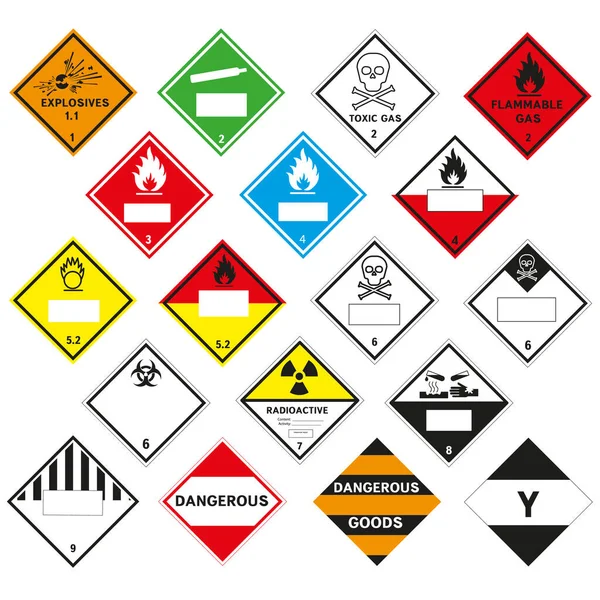 stock vector Signs of dangerous goods. Warning sign. Hazard transportation icons. EPS 10.