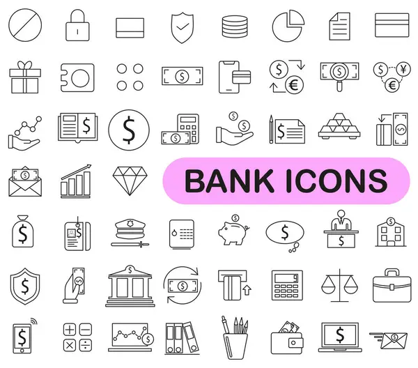 Interfaccia Bancaria Icone Sono Utilizzate Nel Settore Bancario Serie Icone Illustrazione Stock