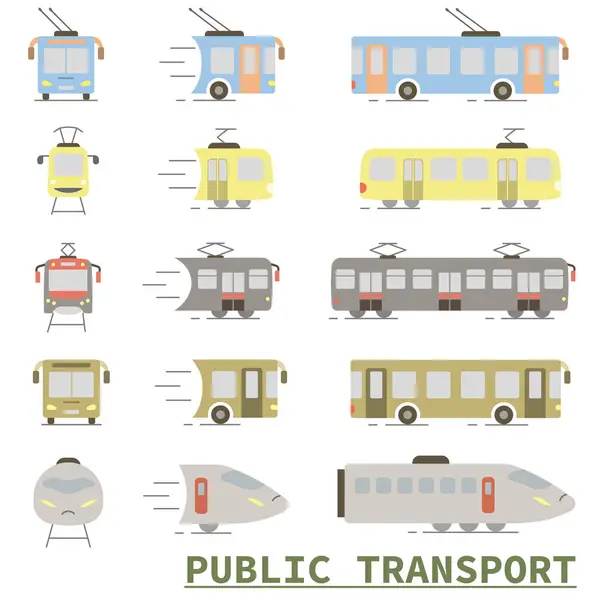 Public transport. Color icons of public transport. Vector illustration of public transport. EPS 10.