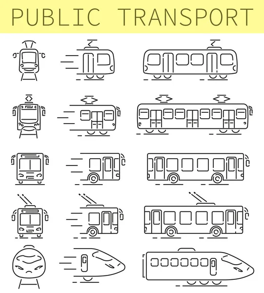 Linear icons of public transport. Public transport. Vector illustration of public transport. Transport business concept. EPS 10.