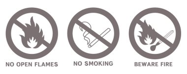 Sigara içme ve ateş yakma. Açık ateşleme işareti ve sigara içilmiyor. EPS 10.