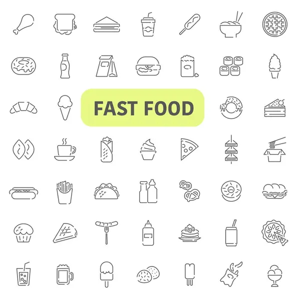 Fast food and drinks. Fast food icons set. Set of various fast food icons. EPS 10.