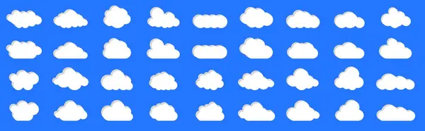 天空中乌云密布 摘要在蓝色背景上孤立的白色云团 矢量图解 Eps — 图库矢量图片