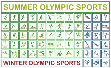 Olimpiyat sporlarının her türlüsü. Olimpiyat sporu. Bir takım spor ikonları. EPS 10.
