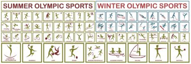 Olimpiyat sporu. Bir takım spor ikonları. Olimpiyat sporlarının her türlüsü. EPS 10.